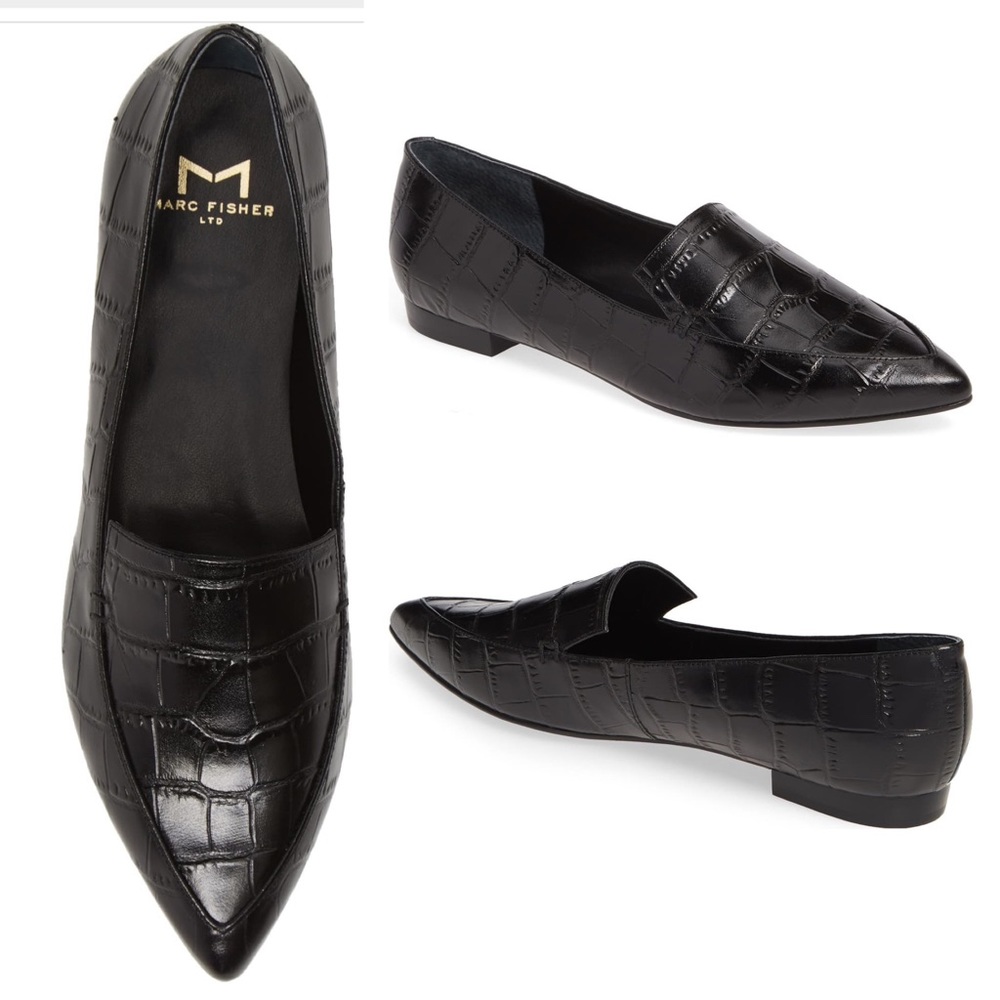 Marc Fisher Zurri Croc Pointy Toe Loafer sz11